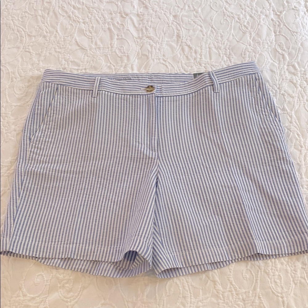 NWT - Talbots Light Blue Striped Women's Relaxed Chino Shorts